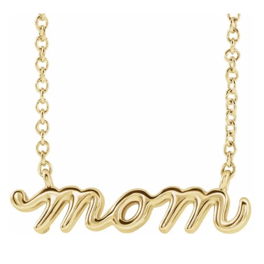 💛 Mom 💛 14k Yellow Gold Petite Mom Script 18" Necklace for Mother’s Day!